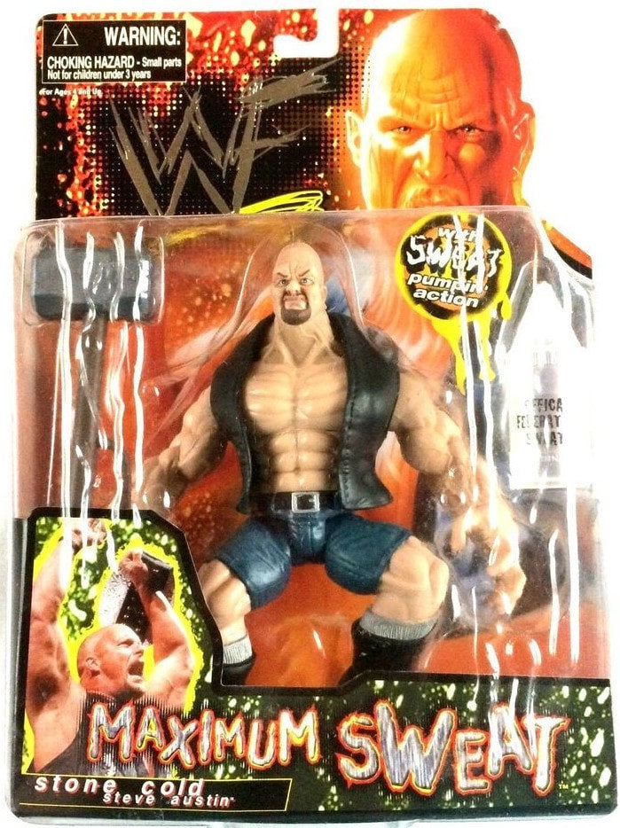 1999 WWF Jakks Pacific Maximum Sweat Series 1 Stone Cold Steve Austin Wrestling Action Figure - Collectible Toy for WWE Fans & Wrestling Memorabilia Collectors - Perfect for Display, Play, and Nostalgic Gift Giving