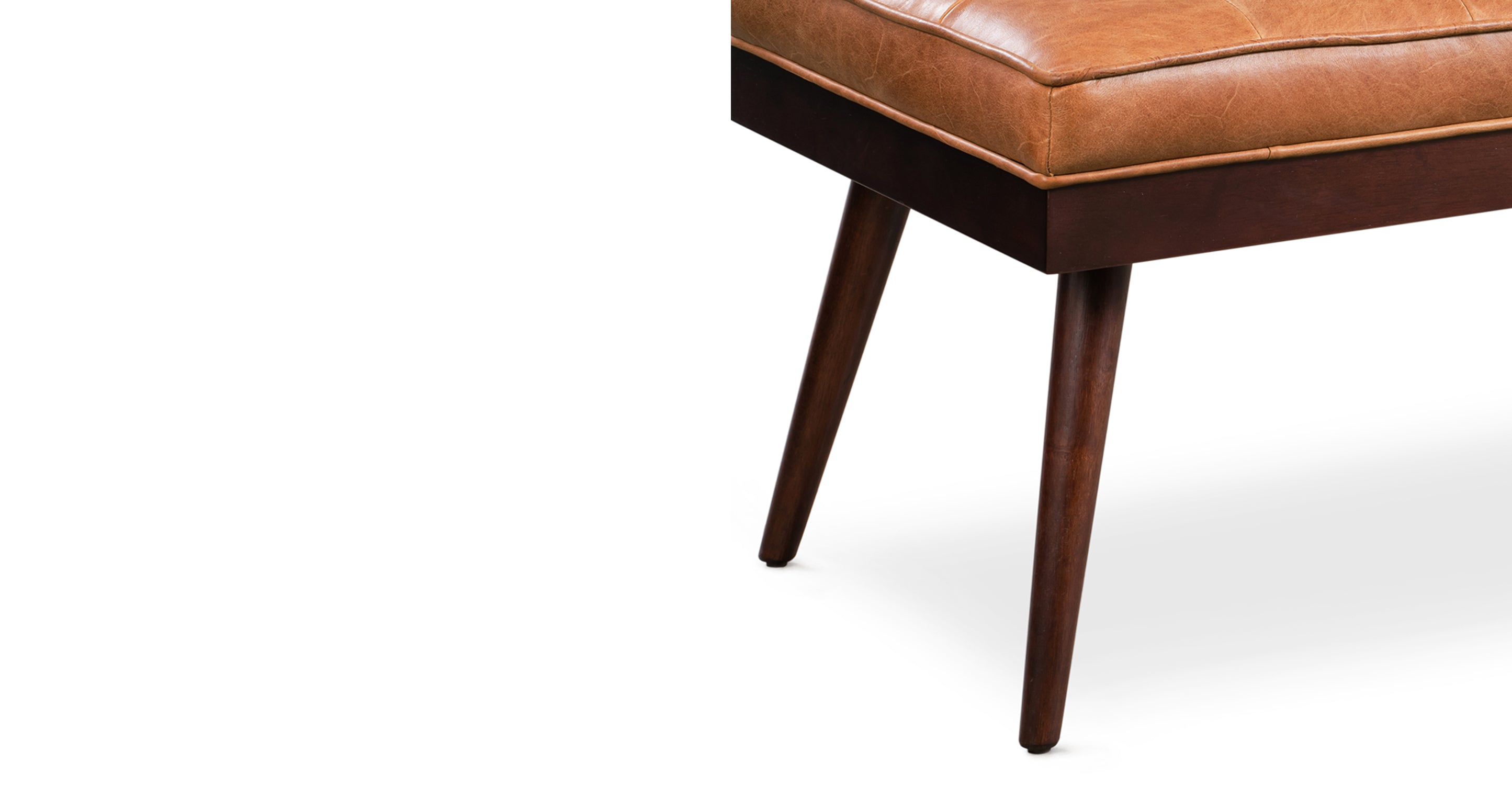 Luca Leather Bench - Modern Upholstered Storage Ottoman with Tufted Design for Living Room, Bedroom, or Entryway - Durable Faux Leather Seat with Sturdy Wooden Legs - Perfect for Extra Seating, Footrest, or Stylish Home Decor
