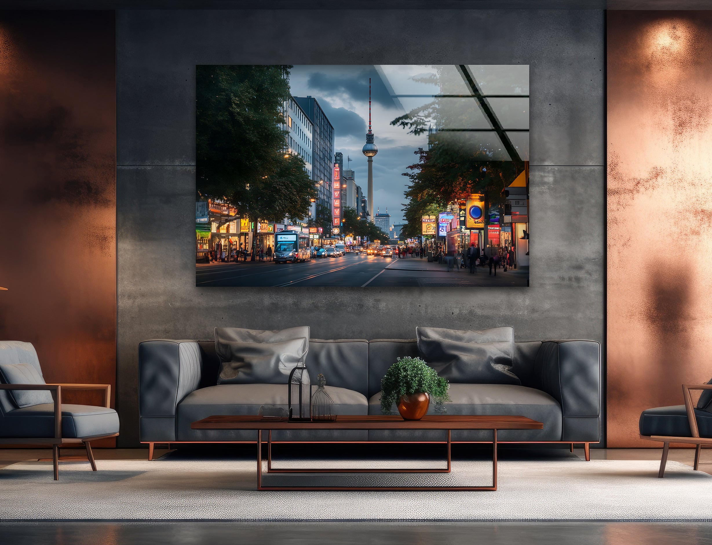 Berlin City Night Skyline Glass Wall Art - Modern Home Decor for Living Room, Bedroom & Office - Perfect Gift for Urban Art Lovers