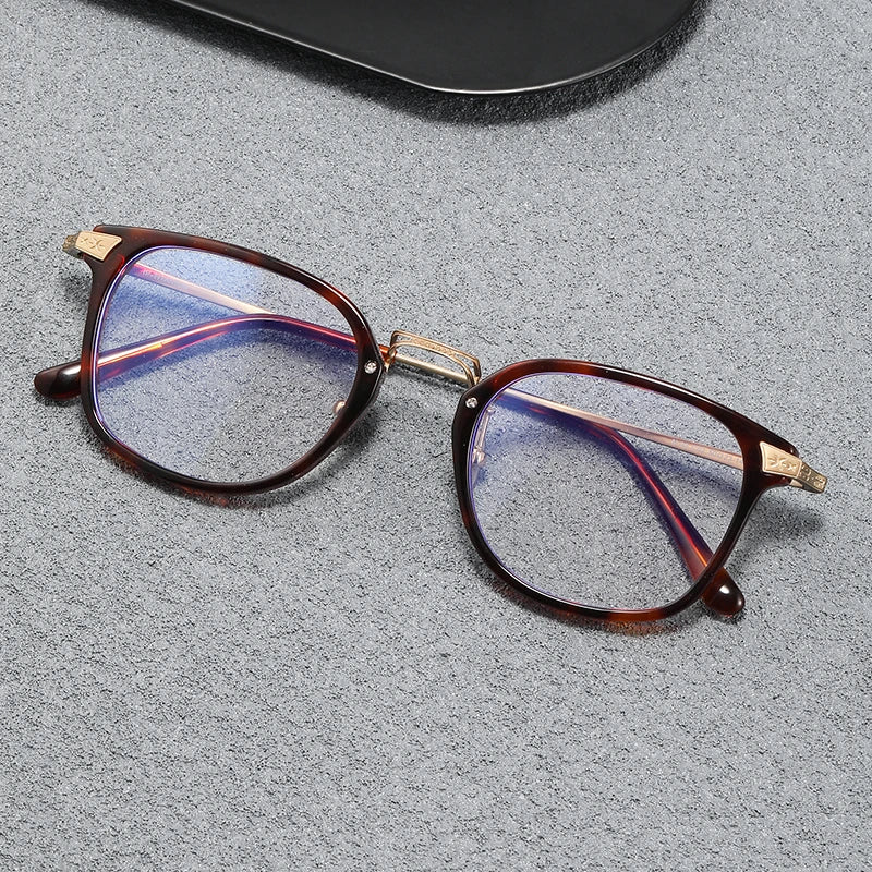 Stylish Unisex Black Titanium Acetate Square Frame Eyeglasses - Lightweight & Durable for Work, Reading & Fashion | MN23