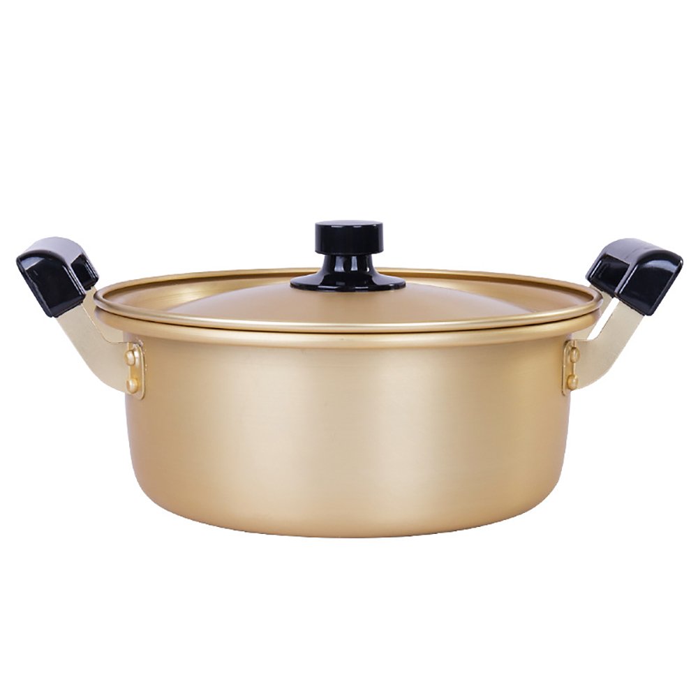 Premium Aluminum Alloy Stock Pot - 2.6 Quart Instant Noodle & Korean Soup Cooking Pot for Ramen, Stews, and Hot Pot - Durable Kitchen Cookware for Home & Restaurant Use