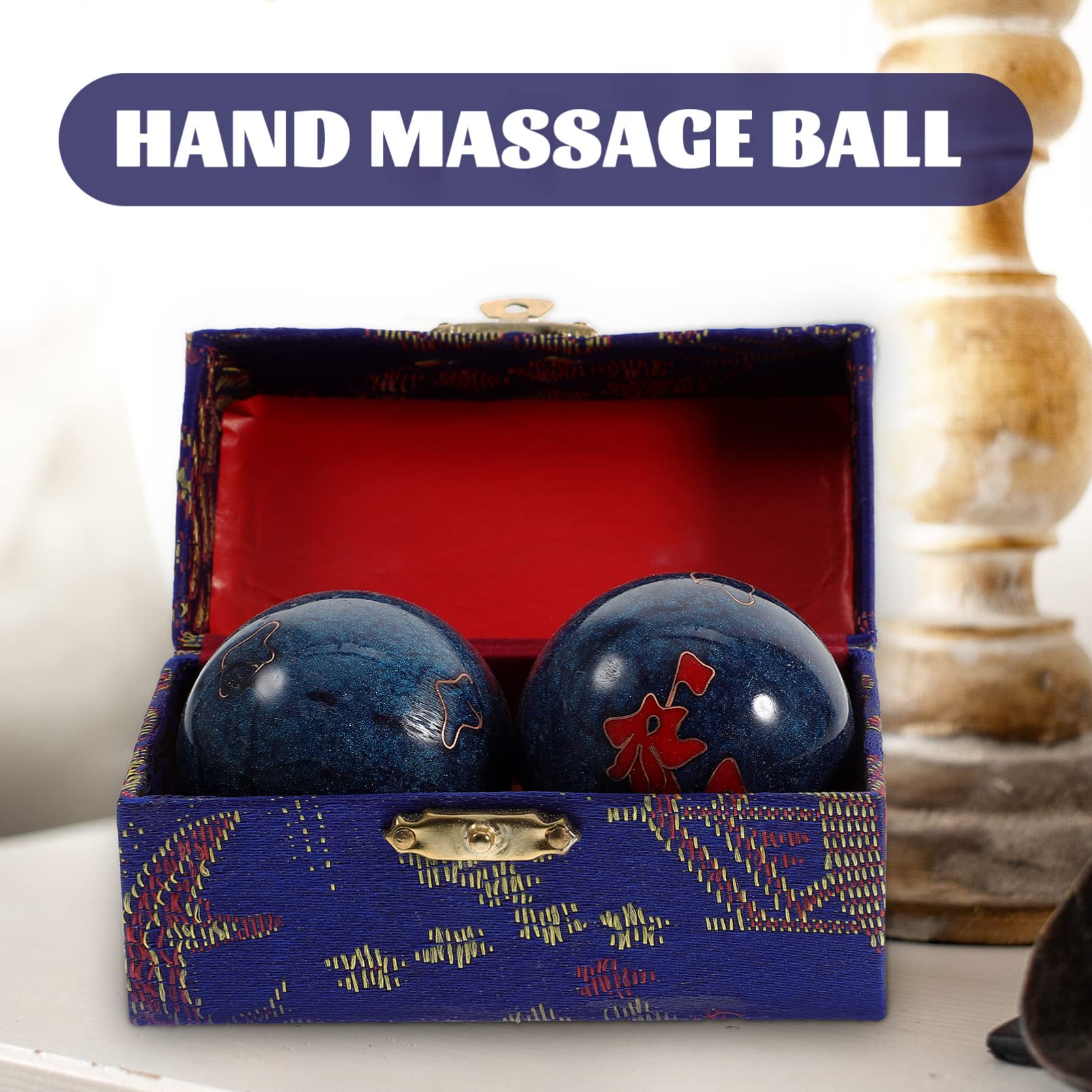 Exercise Massage Fitness Balls for Injury Recovery & Stress Relief - Baoding Meditation Therapy Balls for Hand Massage (Blue) | Perfect for Yoga, Office Relaxation & Physical Therapy