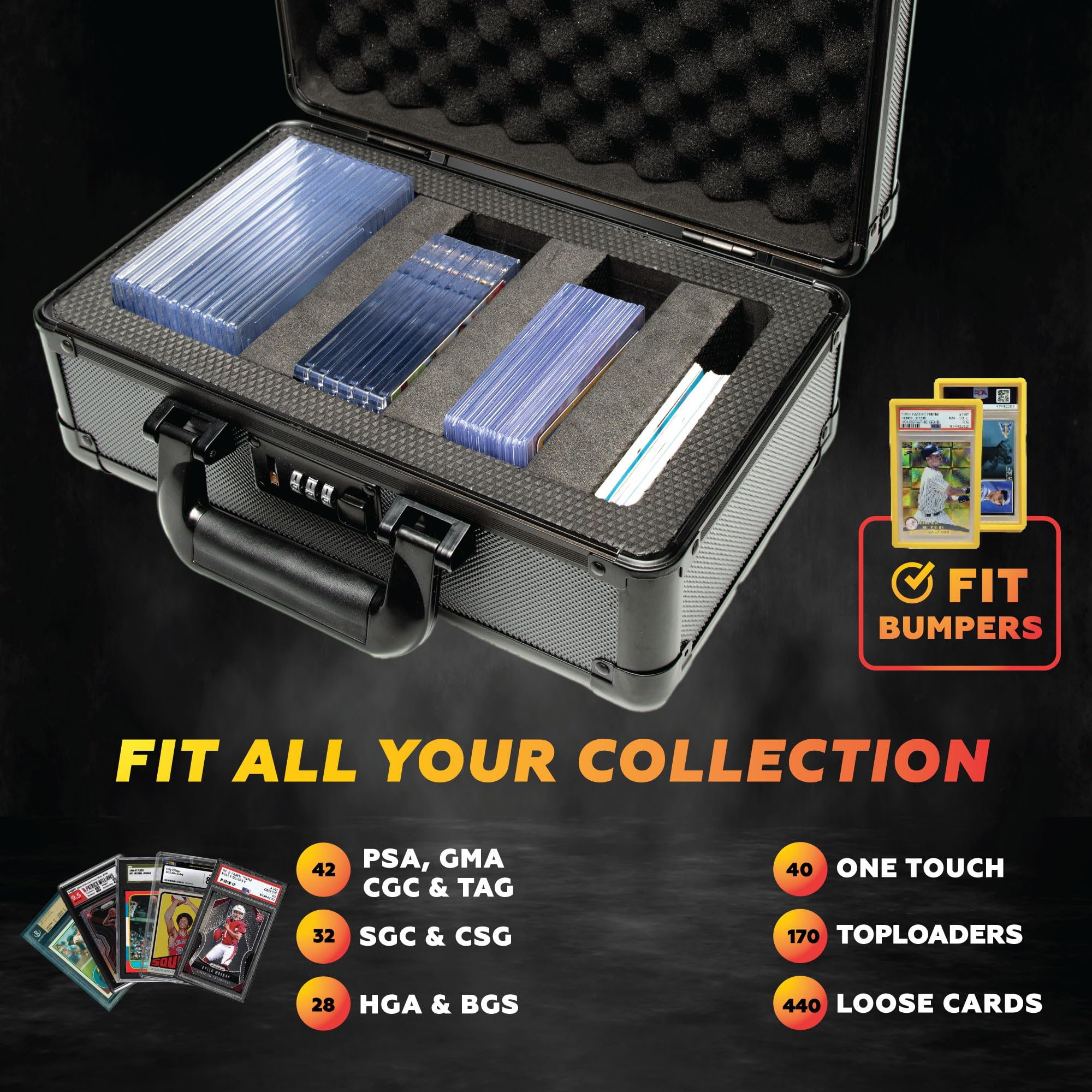 BGS PSA Graded Card Storage Box - 1 Row Sports Card Case for PSA Slab Protection | Perfect for Collectors, Trading Card Display & Secure Storage
