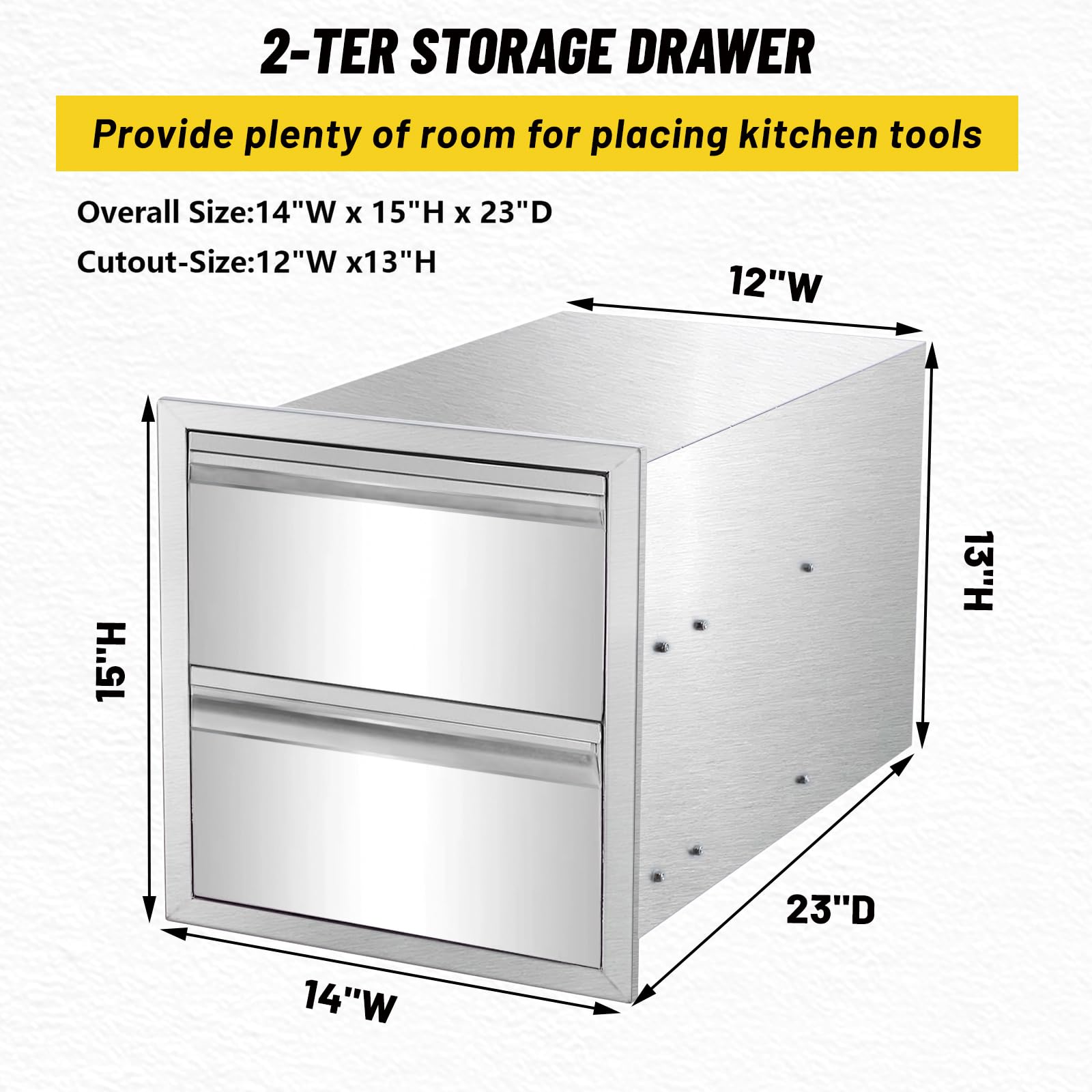 Stainless Steel Double Drawer Outdoor Kitchen Cabinet - 14