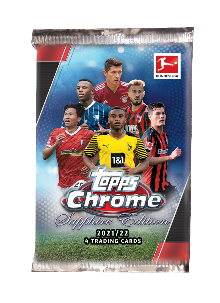 Topps Chrome Sapphire Edition Bundesliga 2021/22 Soccer Trading Cards Pack - Collectible Football Cards for Fans & Investors | Perfect for Display, Trading, and Gifting
