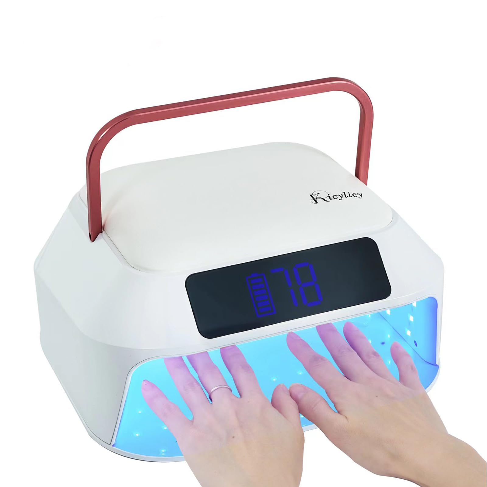 Professional 218W Rechargeable UV LED Nail Lamp with 30000mAh Battery - 82 LED Nail Dryer for Salon & Home Use, Dual Display & Detachable Hand Pillow - Perfect for Gel Polish Curing, Manicures & Pedicures