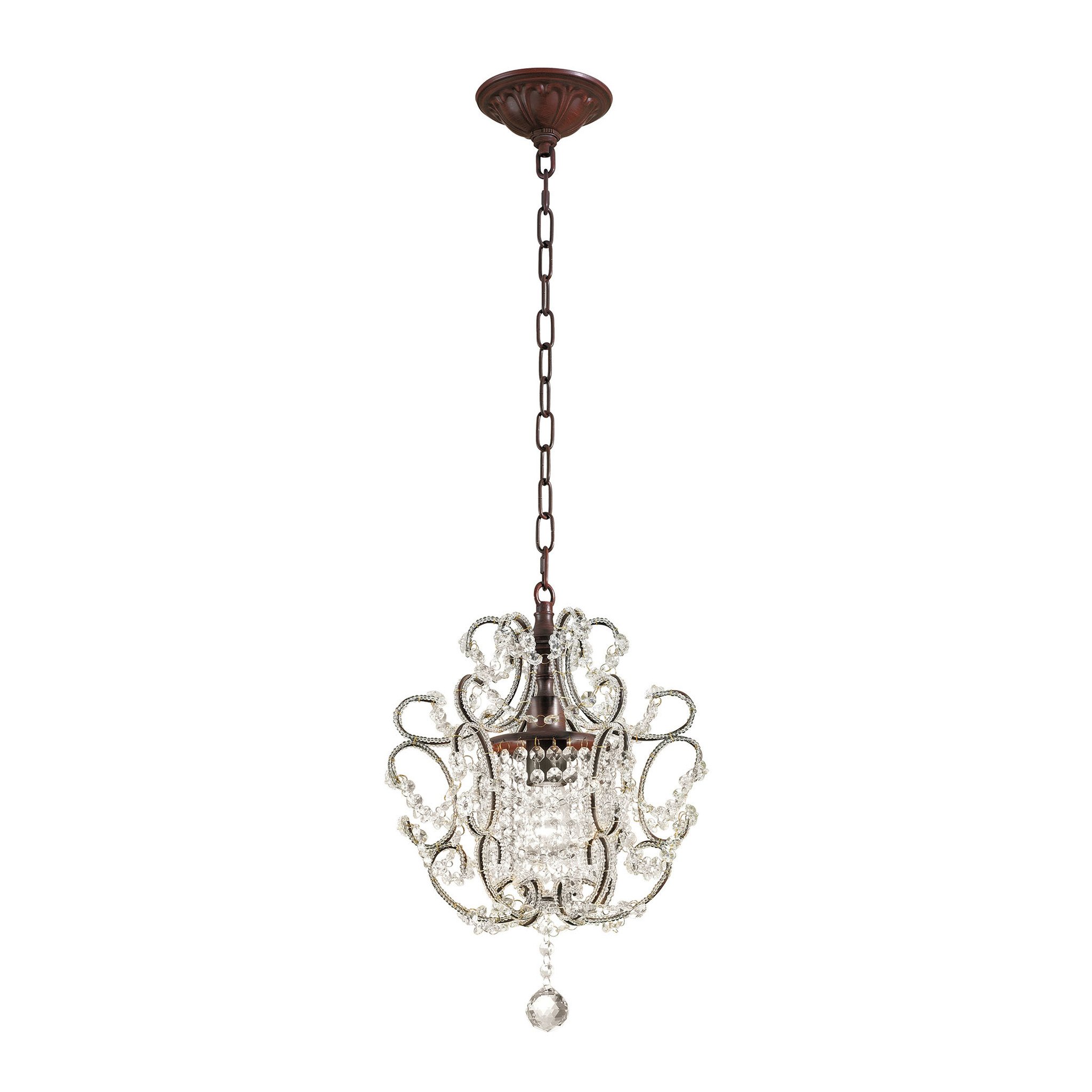 ELK Lighting 4021/1 Rust Finish Ceiling Pendant Light Fixture - Vintage Industrial Style for Dining Room, Kitchen Island or Entryway Lighting