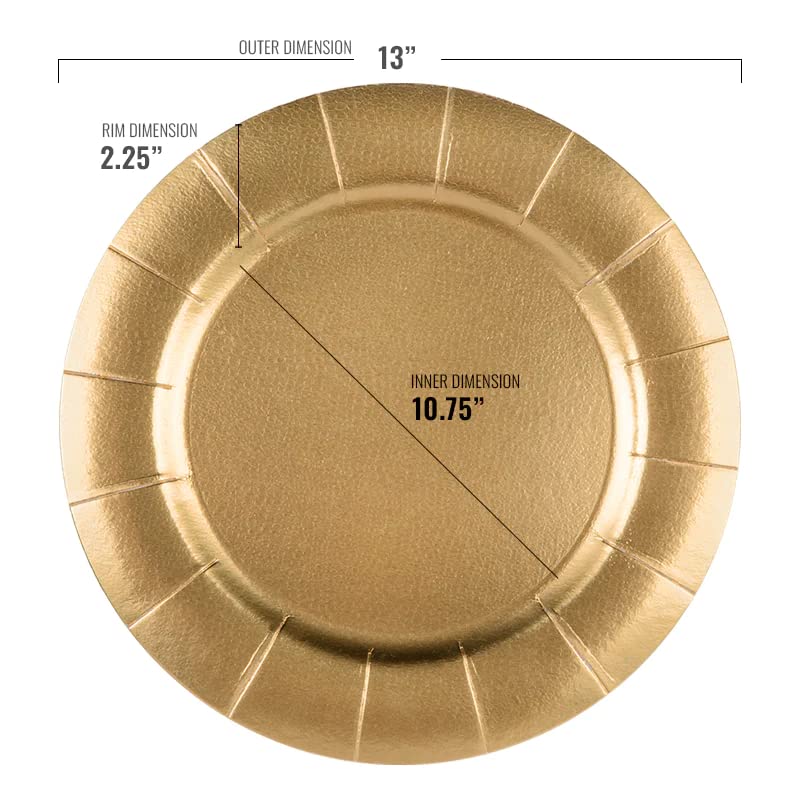 Elegant 13 Inch Gold Paper Plates [80-Pack] - Heavy-Duty Disposable Charger Plates, Eco-Friendly & Biodegradable for Parties, Weddings & Special Events