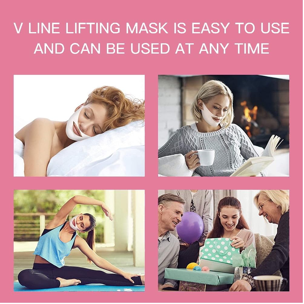 JHEPCOIN V-Shaped Slimming Face Mask - Chin Up Patch for Skin Firming, Tightening & Moisturizing | V-Line Lifting Facial Mask & Double Chin Reducer for Women (1 Pack) | Perfect for Daily Skincare & Anti-Aging Routine