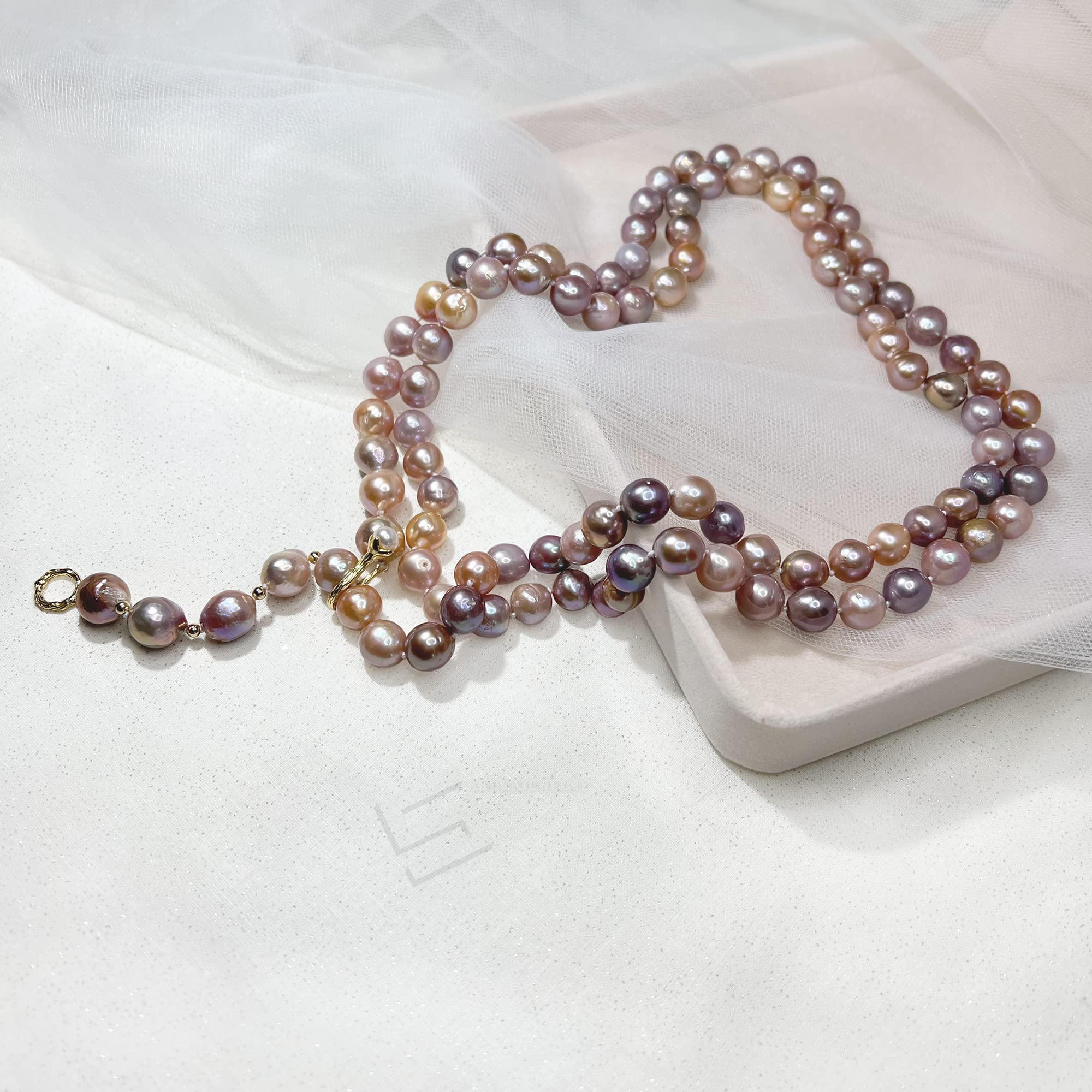 Elegant Metallic Baroque Pearls Long Necklace - 45