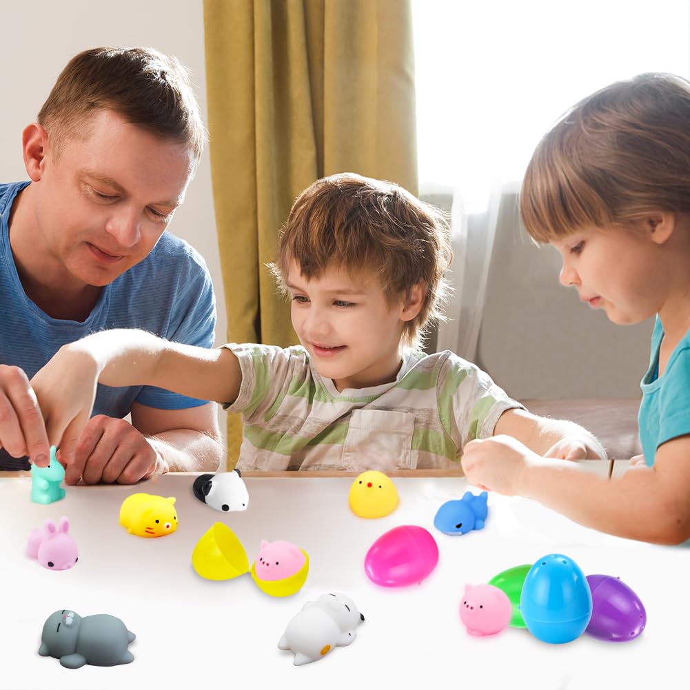 28 Pcs Mochi Squishies Toys - Kawaii Heart-Shaped Stress Relief Squishy for Kids, Boys & Girls - Perfect for Easter Egg Hunt Basket Stuffers, Party Favors & Sensory Play