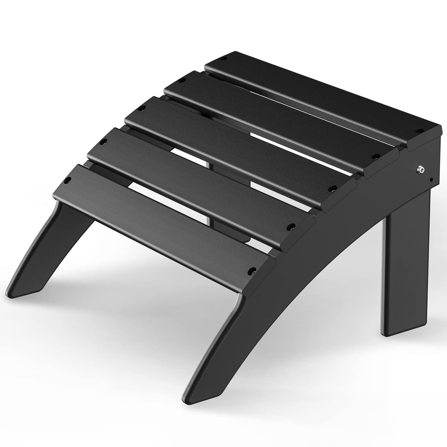 **Adirondack Ottoman - Foldable HDPE Plastic Outdoor Footrest Stool for Adirondack Chairs - All-Weather Black Foot Stool for Patio, Backyard & Poolside Relaxation**