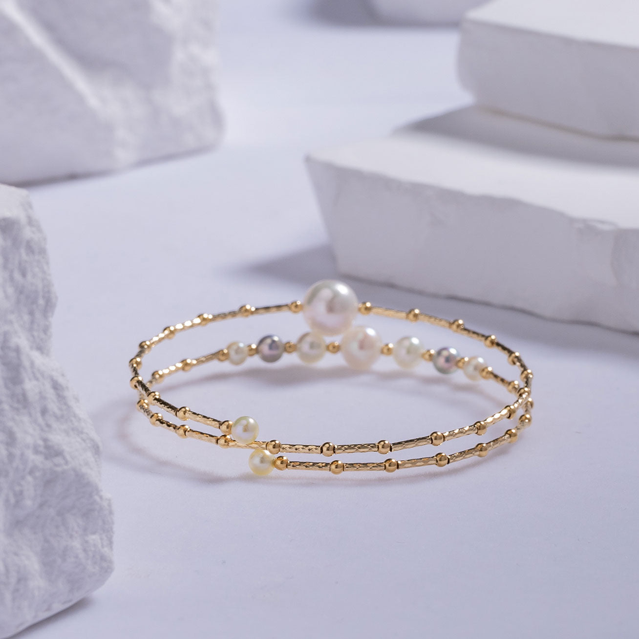 18K Solid Gold Akoya Pearl Bracelet for Women - Elegant Pearl Jewelry Gift for Anniversary, Birthday & Special Occasions | KB00018