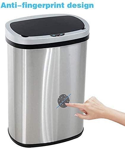 13 Gallon Automatic Touchless Stainless Steel Trash Can - Motion Sensor Smart Kitchen Garbage Bin with Lid, Hands-Free Auto Open/Close Waste Bin for Office, Bedroom, Bathroom (Silver) | Perfect for Modern Homes & Commercial Spaces