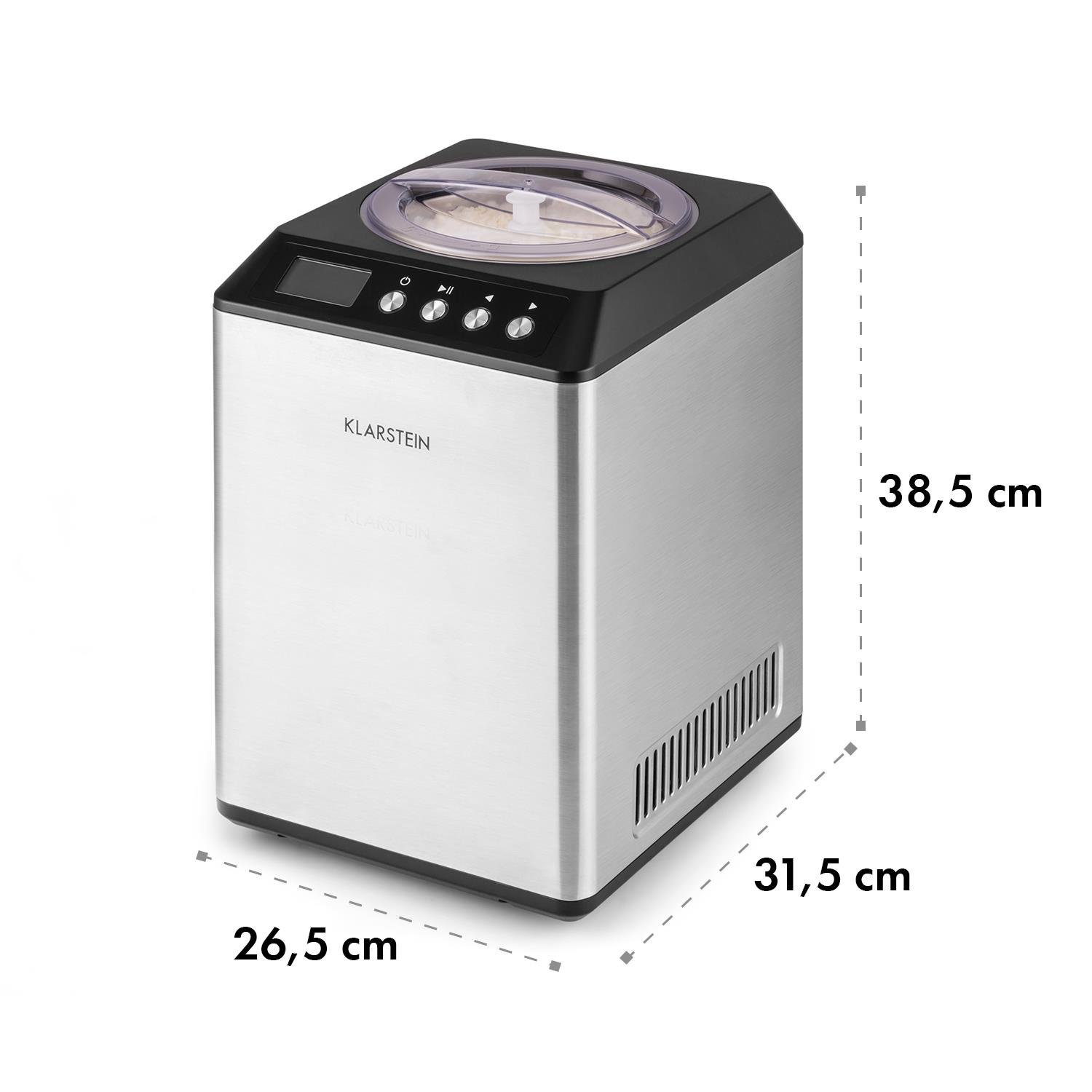 Klarstein Vanilly Sky Family Ice Cream Maker - 2.5L Capacity, 250W, with Cooling Function, Timer & Display for Homemade Yogurt & Frozen Treats | Perfect for Parties, Desserts & Summer Refreshments