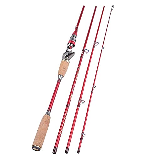 Ultralight Carbon Fiber Telescopic Fishing Rod - Portable Travel Spinning & Casting Rod (2.1m, Red) for Freshwater, Saltwater & Backpacking Adventures