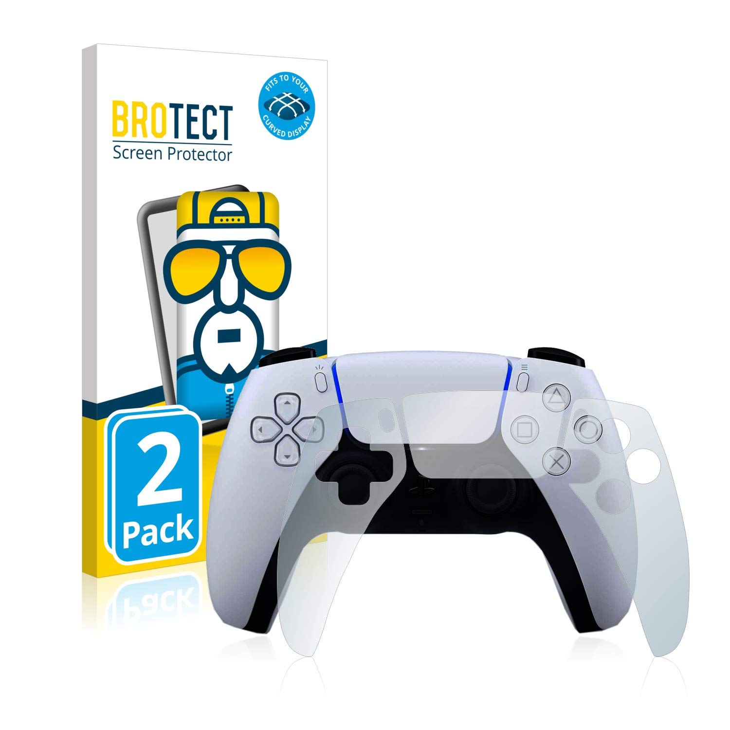 Brotect Full-Cover 3D Curved Screen Protector for Sony PlayStation 5 PS5 Digital Edition DualSense Controller (2-Pack) - Anti-Scratch, Bubble-Free, Easy Installation for Enhanced Gaming Protection