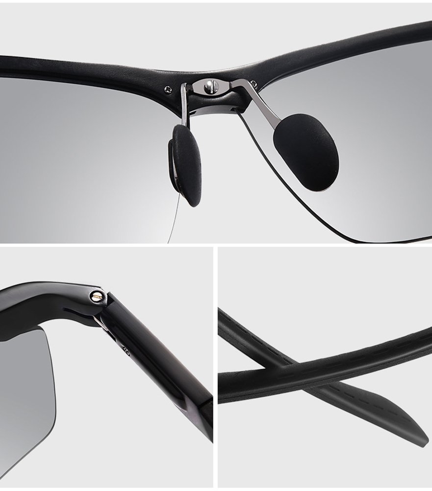 Unisex Photochromic Polarized Sunglasses for Men & Women - UV Protection Sports Fishing Driving Glasses with Metal Frame - Perfect for Outdoor Activities, Beach, Cycling and Road Trips