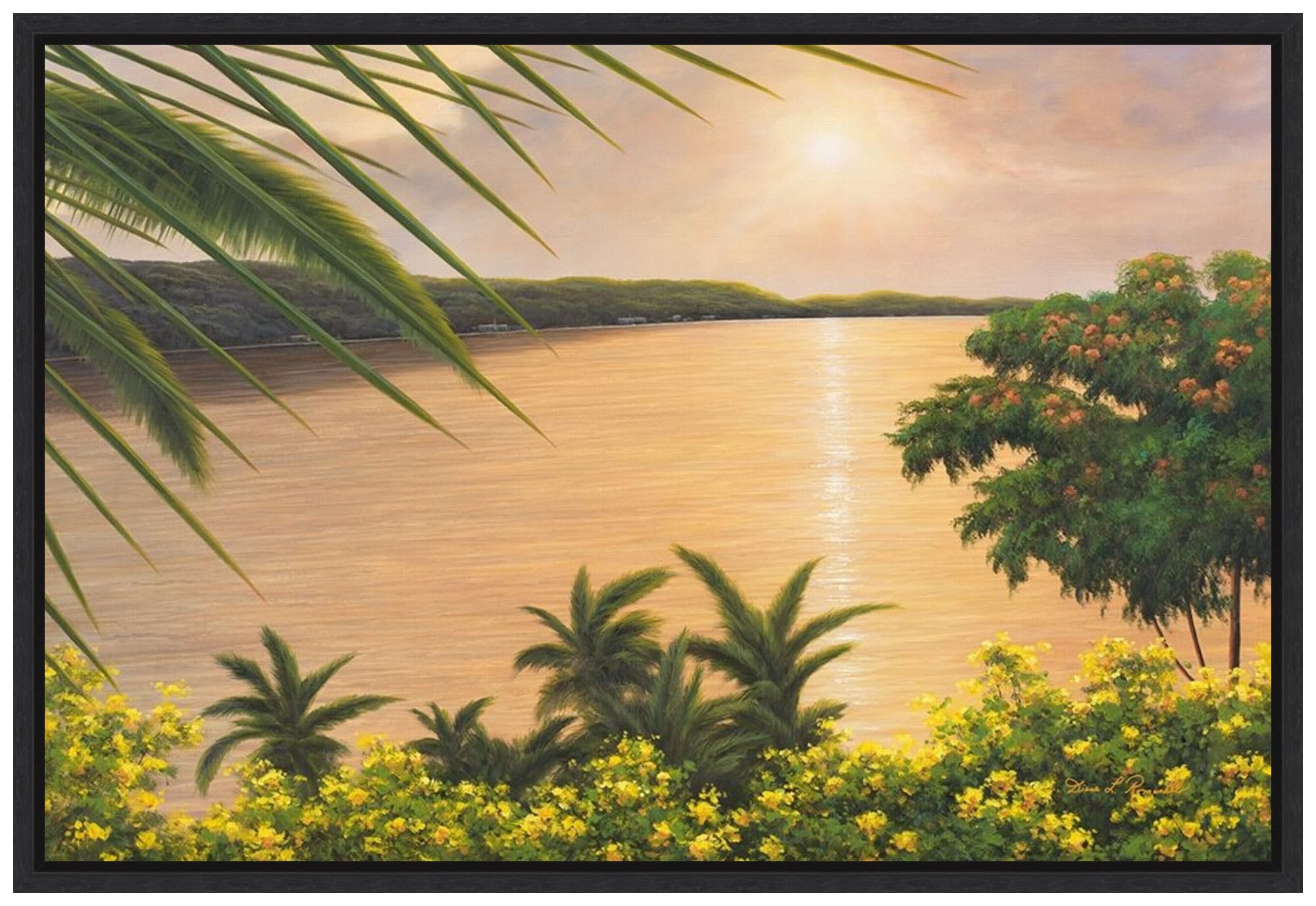 Amanti Art Framed Canvas Wall Art - 23x33 Wonder of the Tropics by Diane Romanello, Tropical Beach Painting, Modern Home Decor for Living Room, Bedroom & Bathroom | Perfect for Coastal, Boho & Vacation Themed Interiors