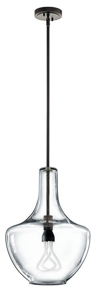 Modern Large Bell Shade Pendant Light Fixture - Clear Glass & Chrome Finish - Perfect for Dining Room, Kitchen Island, or Entryway Lighting