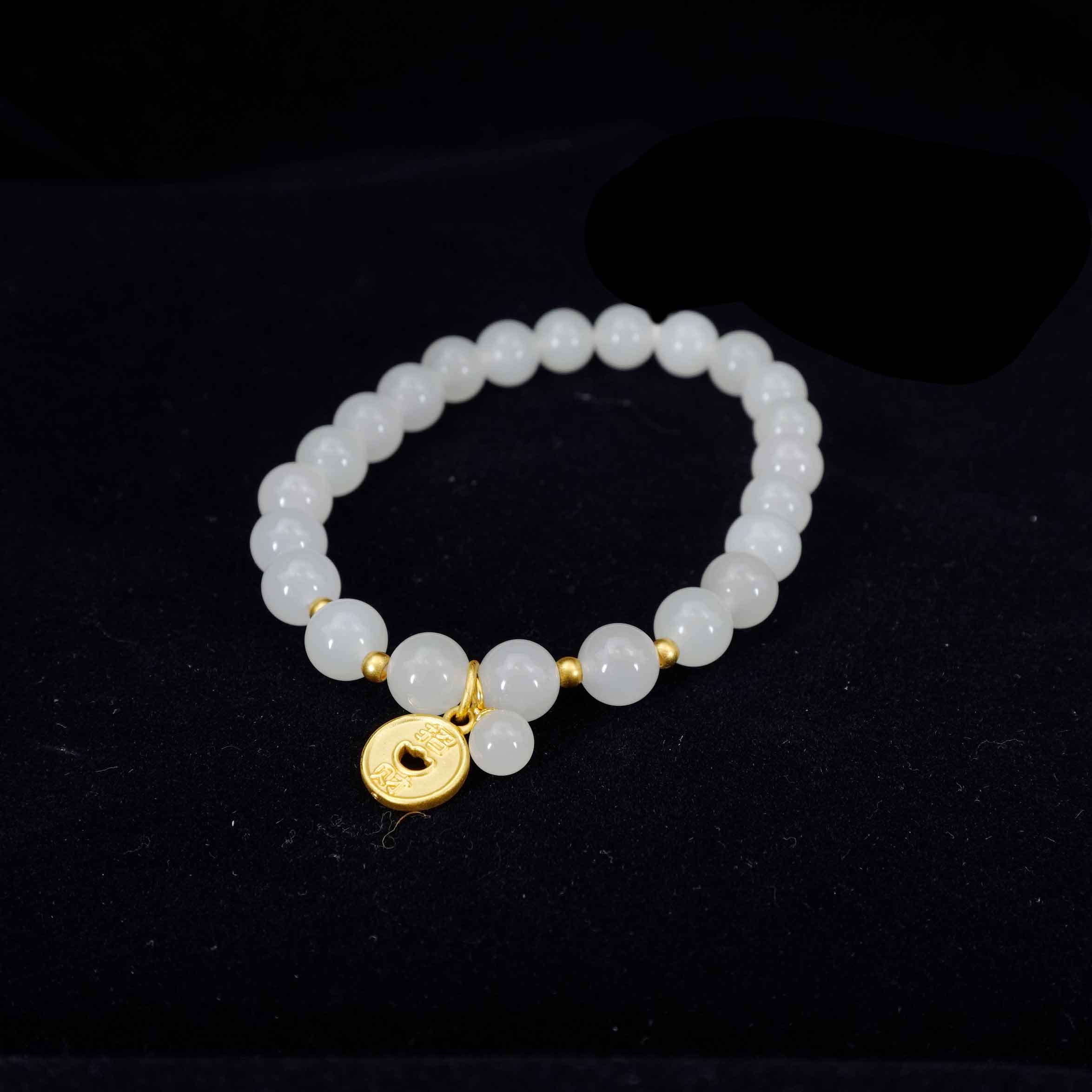 24K Gold Plated Nephrite Jade Bracelet for Women - Elegant Healing Stone Jewelry for Meditation, Yoga & Spiritual Wellness