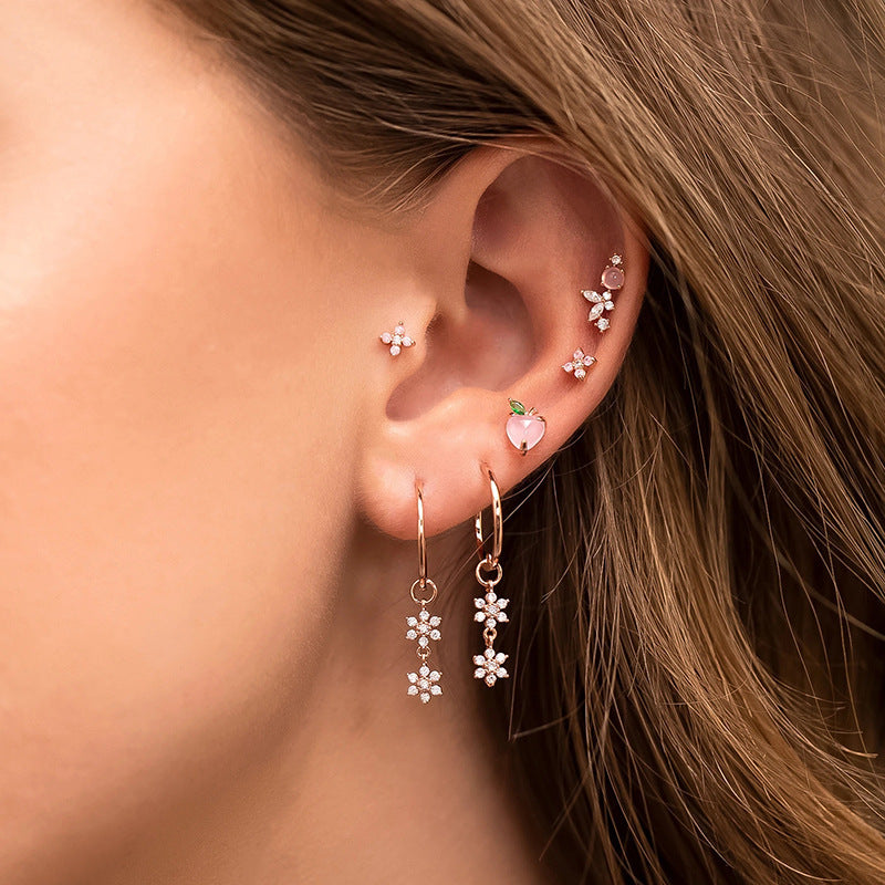 20G Mini Peach Helix Anti Tragus Fruit Stud Earrings - Dainty Cartilage Piercing Jewelry for Women | Perfect for Everyday Wear & Special Occasions