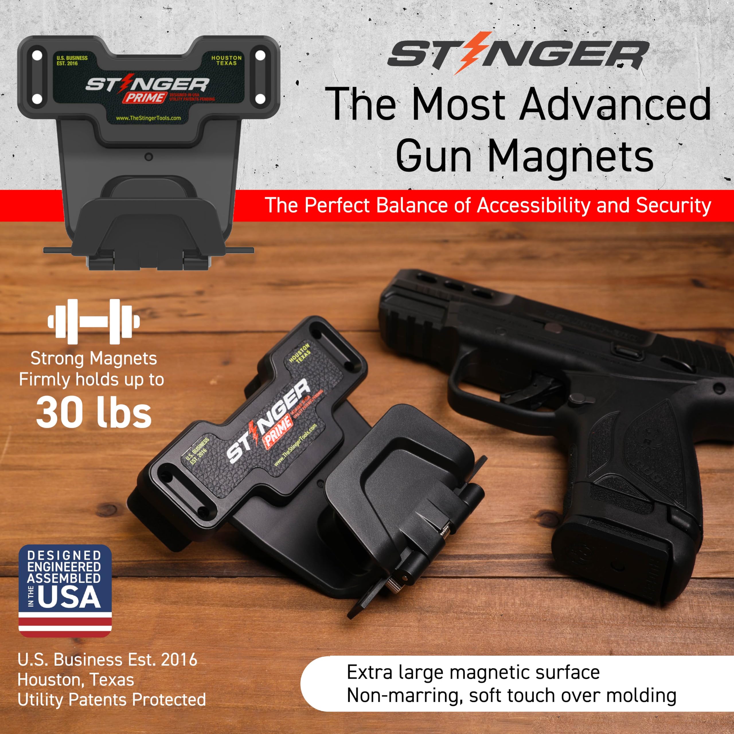 Stinger Magnetic Gun Mount Rack with Trigger Guard Protection | Vehicle & Home Concealed Gun Holder for Handgun, Rifle, Shotgun, Pistol, Revolver | Perfect for Car, Truck, Desk, Safe & Wall Installation