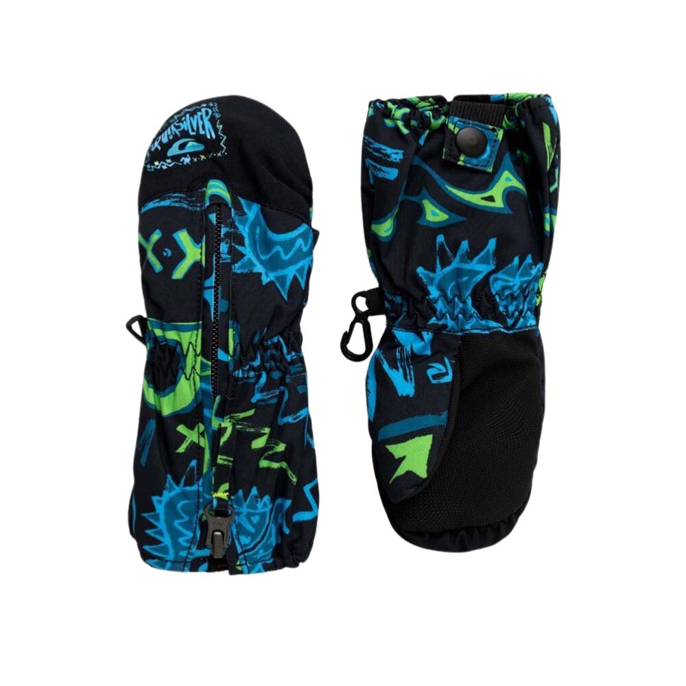 Quiksilver Indie Boys Ski Mittens - Waterproof & Warm Gloves for Kids - Tattoo/Black Design - Perfect for Snowboarding, Skiing & Winter Outdoor Activities