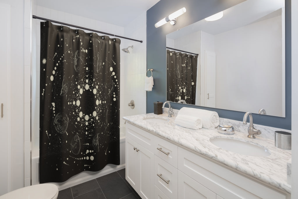 Celestial Zodiac Shower Curtain - Waterproof Bathroom Decor with 12 Zodiac Signs for Astrology Lovers - Perfect for Bathroom, Spa, and Dorm Room Decor