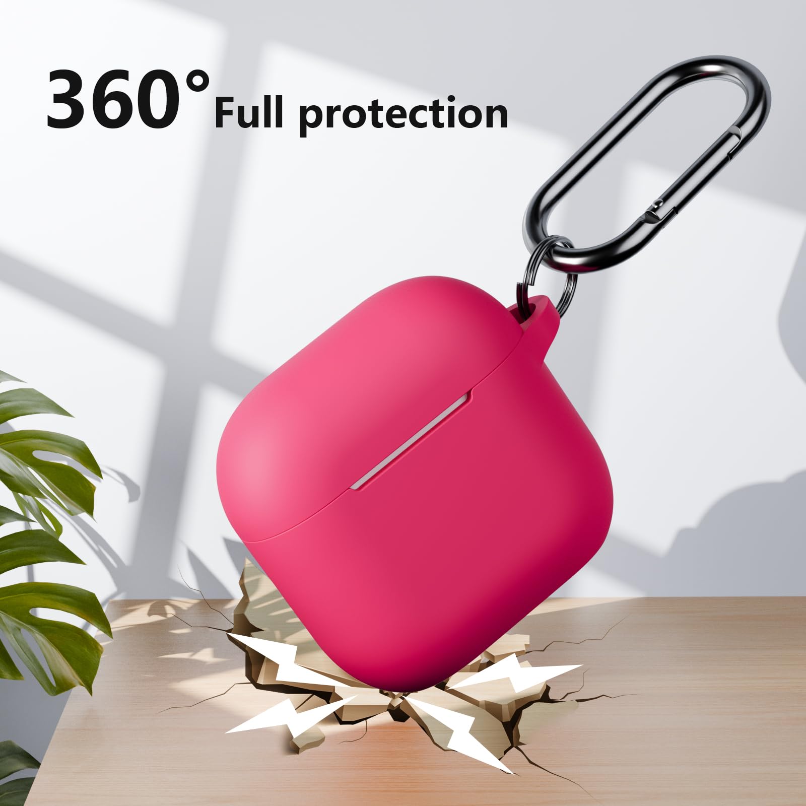 KOKOKA AirPods 4th Generation Case (2024) with Cleaning Kit - Silicone Protective Cover, Carabiner Clip & LED Indicator - Watermelon Red | Perfect for Gym, Travel & Everyday Use