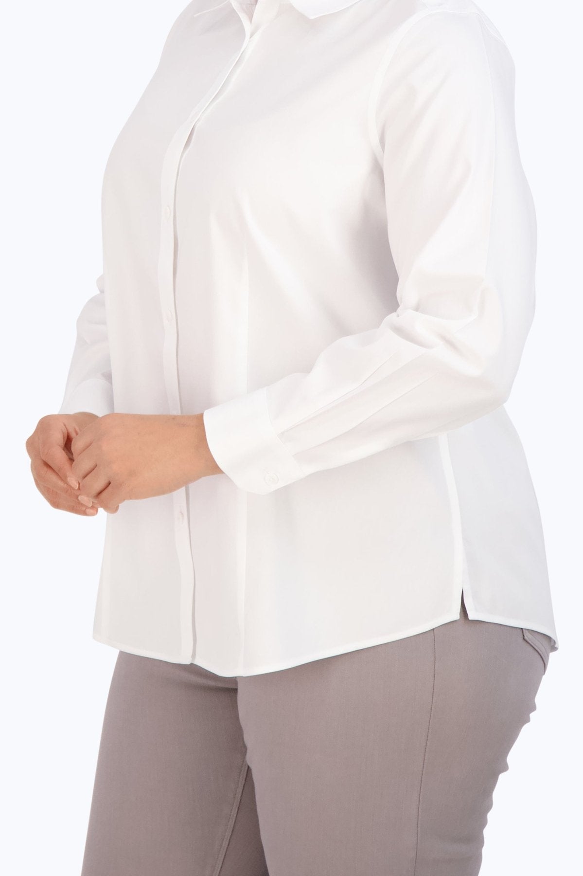 Dianna Plus No Iron Pinpoint Long Sleeve Shirt - Wrinkle-Free Business Casual Shirt for Women | Perfect for Office Work, Meetings & Professional Events