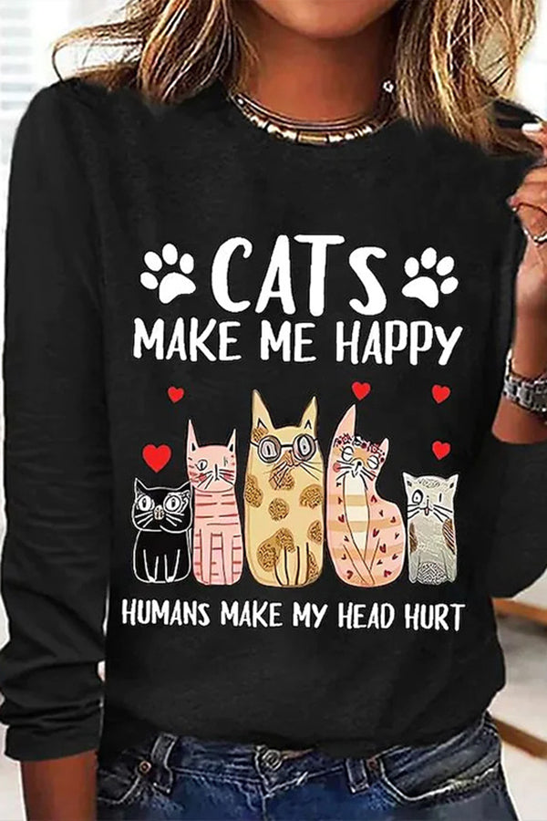 Valentine's Day Printed Round Neck Long Sleeve T-Shirt for Women - Romantic Love Heart Pattern Casual Blouse - Perfect for Date Night, Anniversary Gifts & Couple Outfits