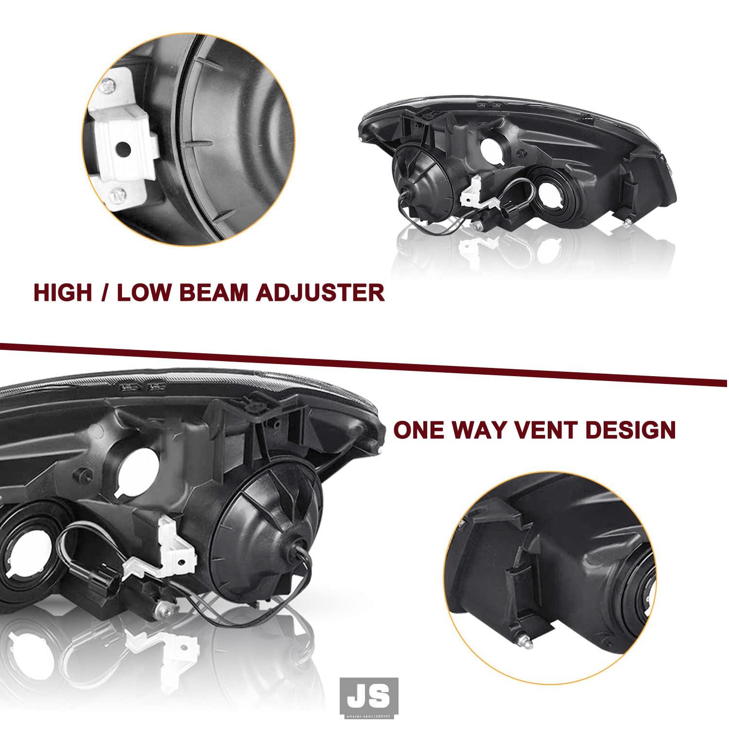 JSBOYAT Headlight Assembly Replacement for 2005-2006 Nissan Altima - Halogen Headlamp Pair (Driver & Passenger Side) with Black Housing & Clear Reflector - Perfect for Night Driving & Foggy Conditions