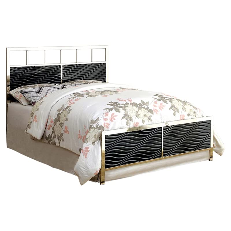 Furniture of America Cepher Wood Queen Size Bed Frame Headboard and Footboard Set in Black - Perfect for Modern Bedroom Decor and Master Suite Upgrade