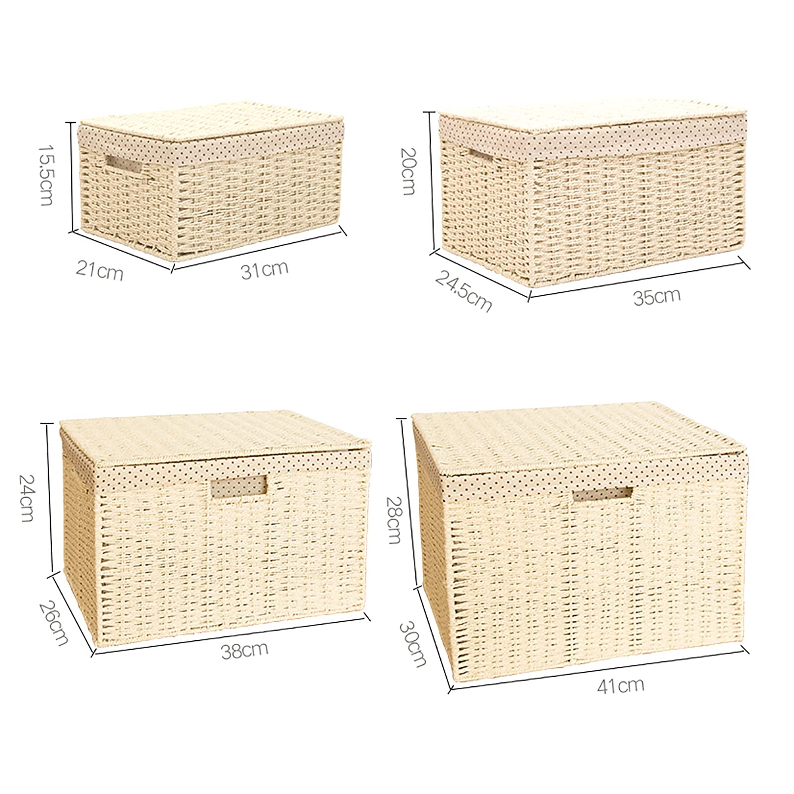 Rattan Storage Basket - Woven Clothes Organizer Box for Closet, Household Snacks & Sundries (38×26×24cm) - Perfect for Bedroom, Bathroom & Office Organization