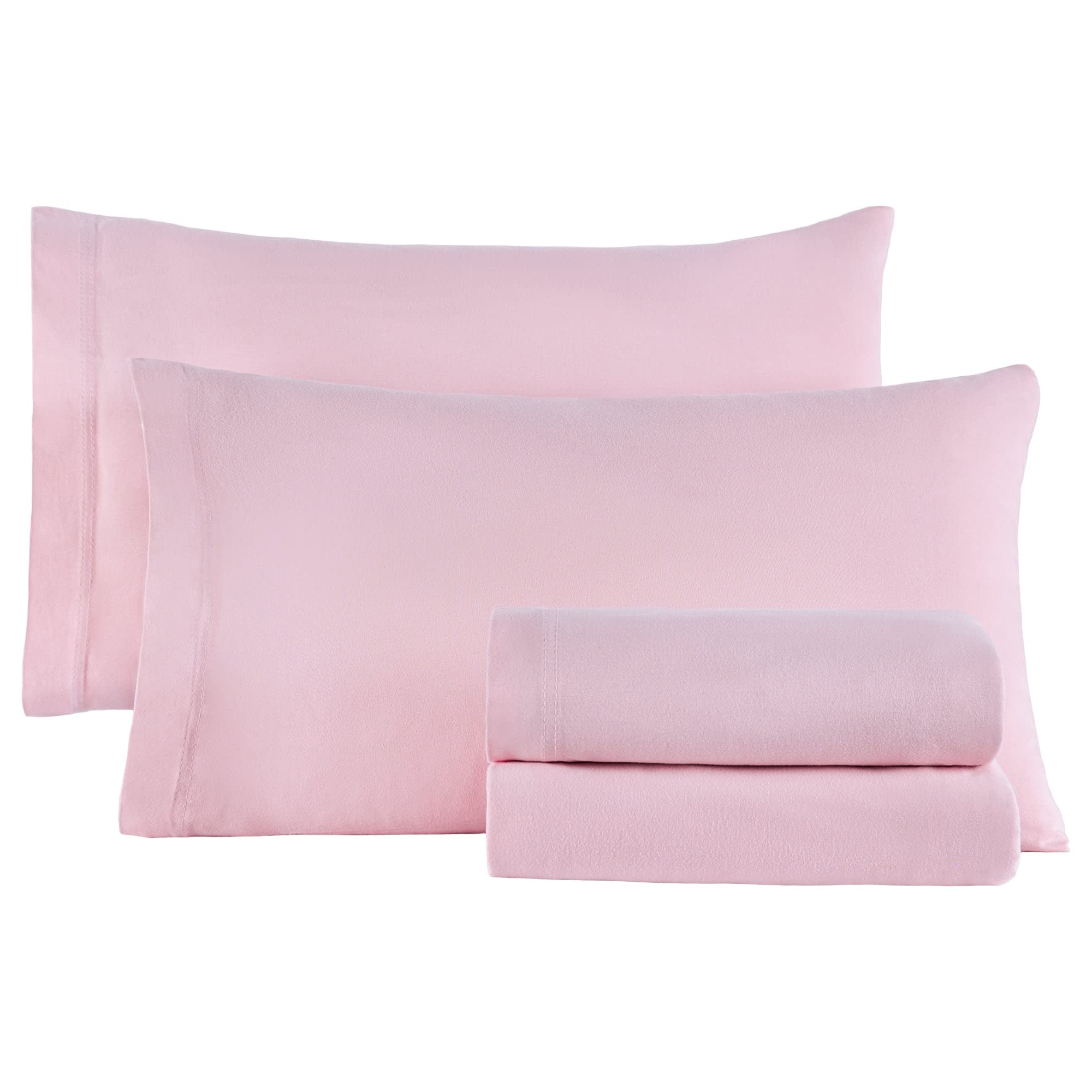 Premium King Size Fitted Sheet Set - Soft Pink 100% Breathable Cotton Bedding for Comfortable Sleep | Perfect for Master Bedroom, Guest Room & Vacation Homes