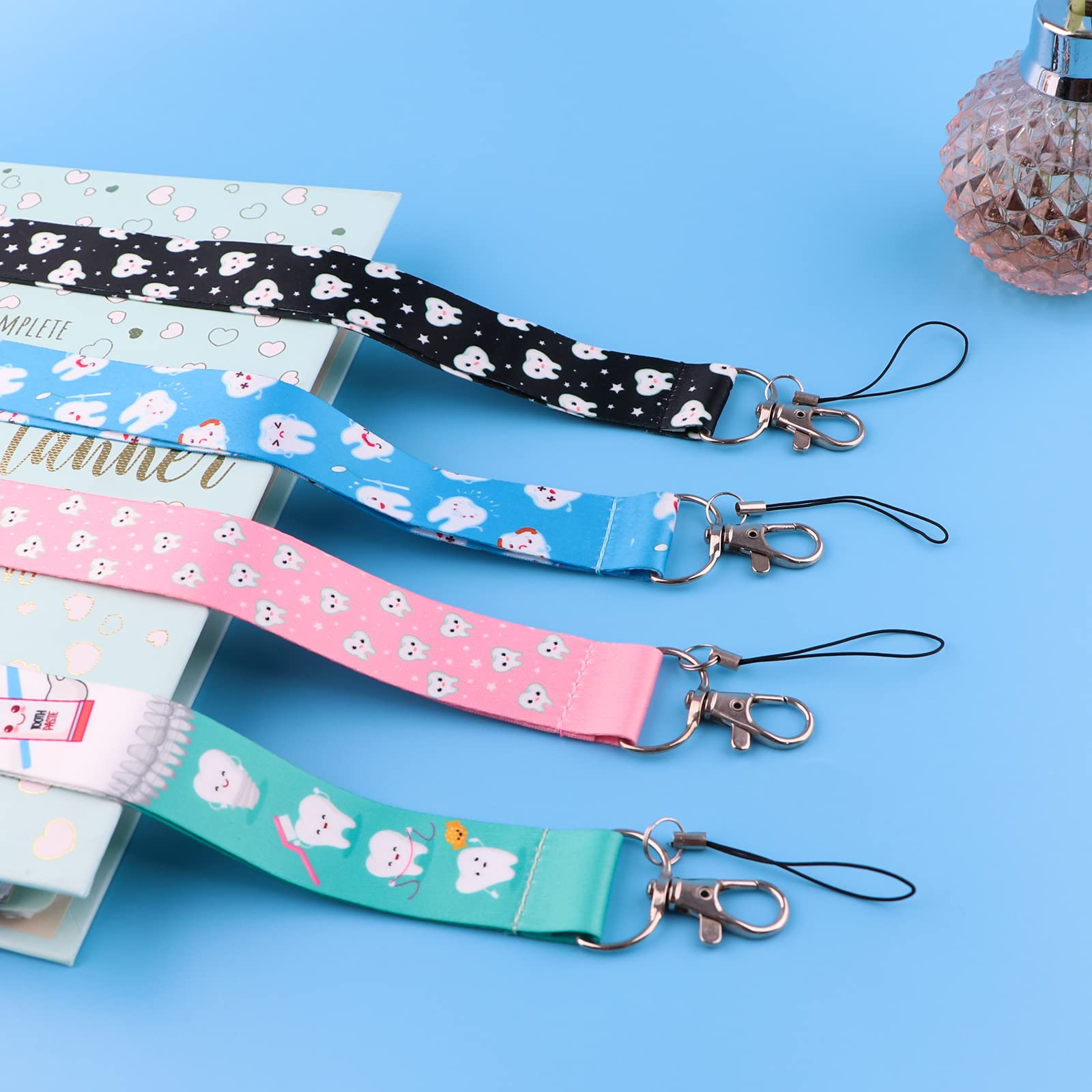 Cute Dental Key Lanyards for Kids & Women - 5pcs Pink ID Badge Holder for School & Work