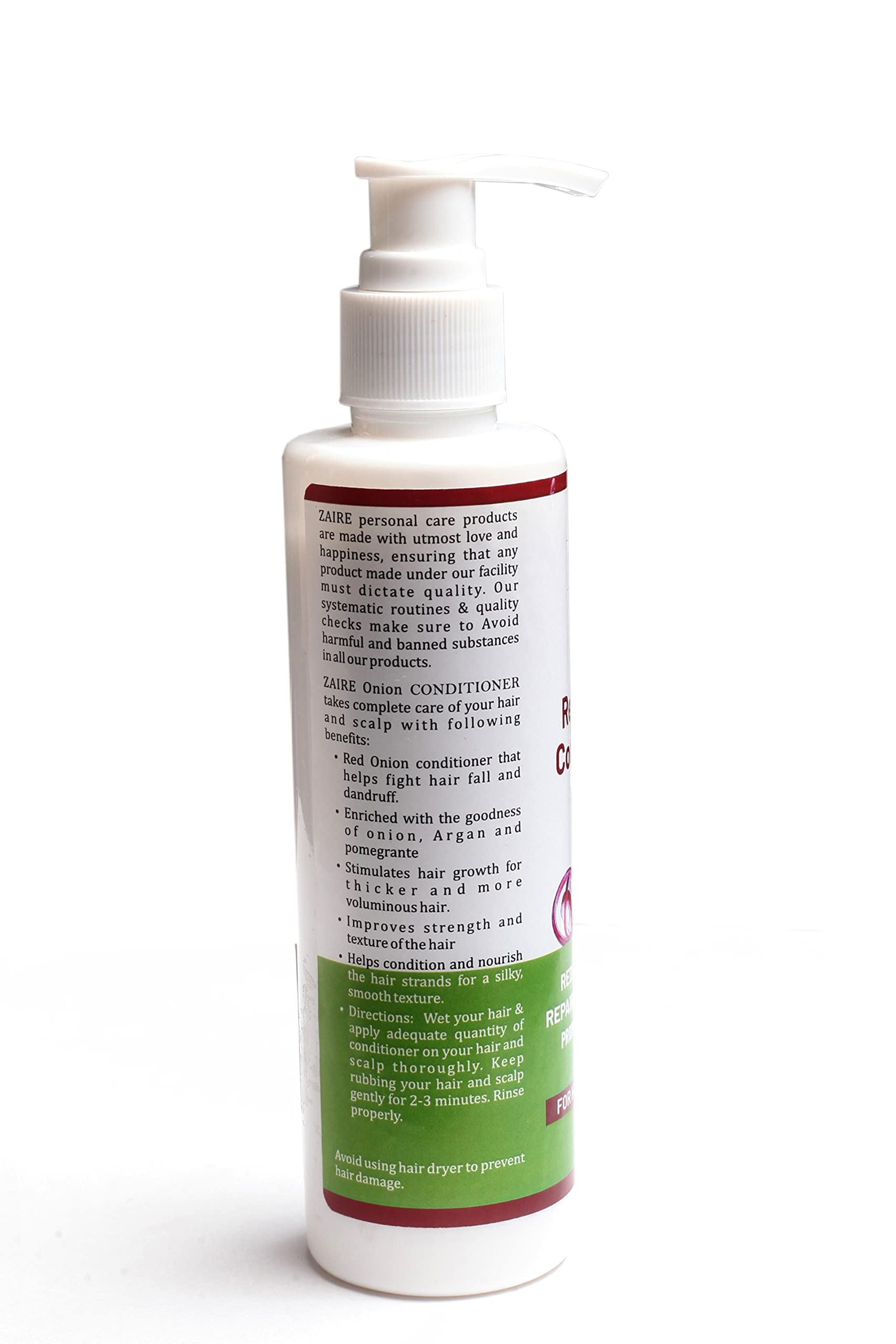 ZAIRE Red Onion Hair Growth Conditioner with Black Seed Oil & Pro-Vitamin B5 - 200ml for Thicker Hair & Reduced Hair Fall | Perfect for Damaged, Dry & Frizzy Hair Care at Home or Salon