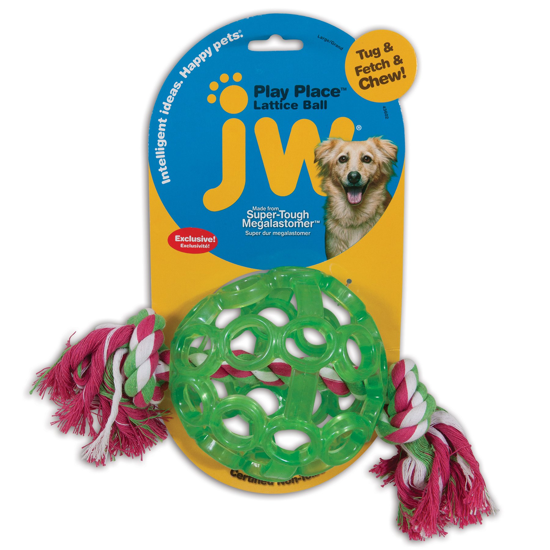 JW Pet Lattice Ball Toy for Dogs - Large Interactive Chew Toy, Durable Rubber Fetch Ball for Aggressive Chewers - Perfect for Outdoor Play, Training & Dental Health