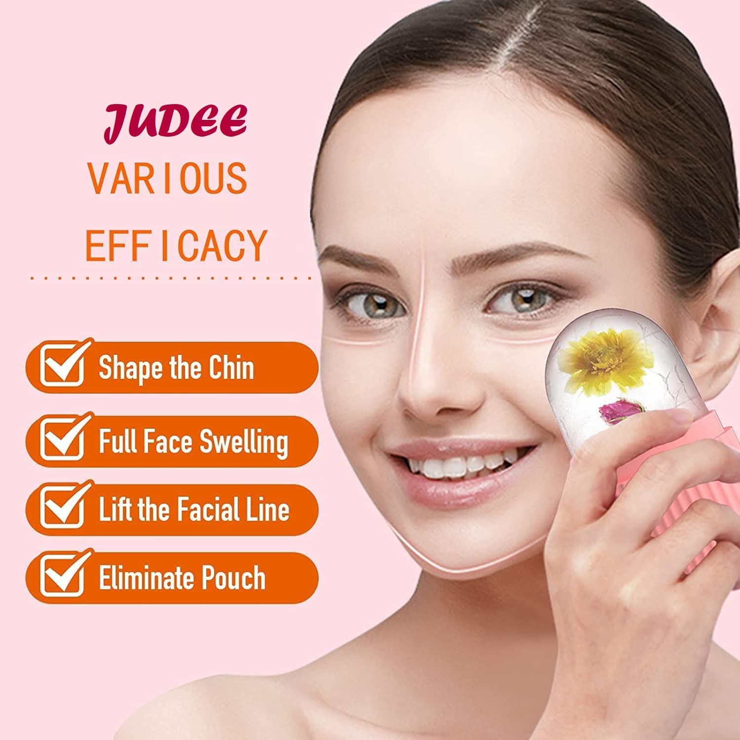 JUDEE Ice Roller for Face & Eyes - Cooling Facial Massager to Brighten Skin, Reduce Fine Lines, Pimples & Acne | Beauty Cube for Glowing Skin | Perfect for Morning Routine, Post-Workout Recovery & Spa Treatments