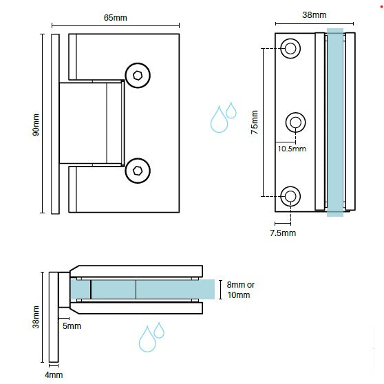 Offset Wall to Glass Frameless Shower Screen Hinge - Matt White Finish for Modern Bathrooms, Waterproof & Durable Shower Door Hardware for Home Renovation