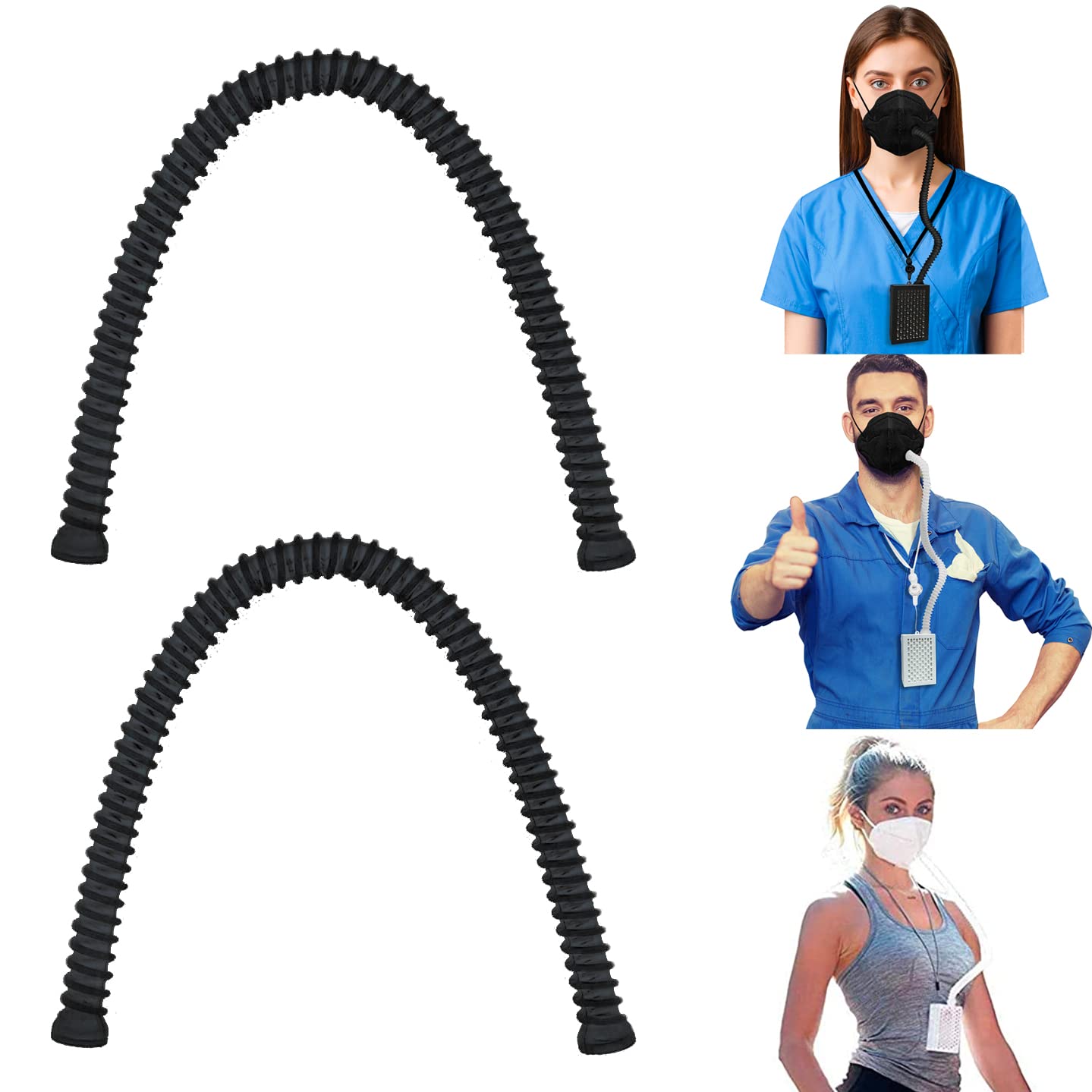 (2 Pack) Compatible with Rsenr & BROAD AirPro FB2 Silicone Air Tubing Hose - Durable Black Replacement for CPAP, Oxygen Concentrators & Sleep Apnea Machines (Home & Hospital Use)