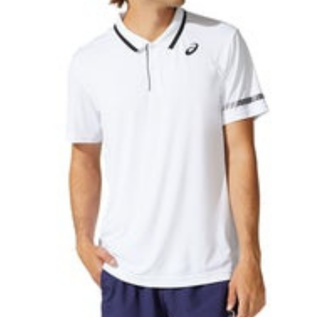 ASICS Men's Court Polo Shirt - Breathable Tennis & Golf Performance Top in Brilliant White - Ideal for Sports & Casual Wear