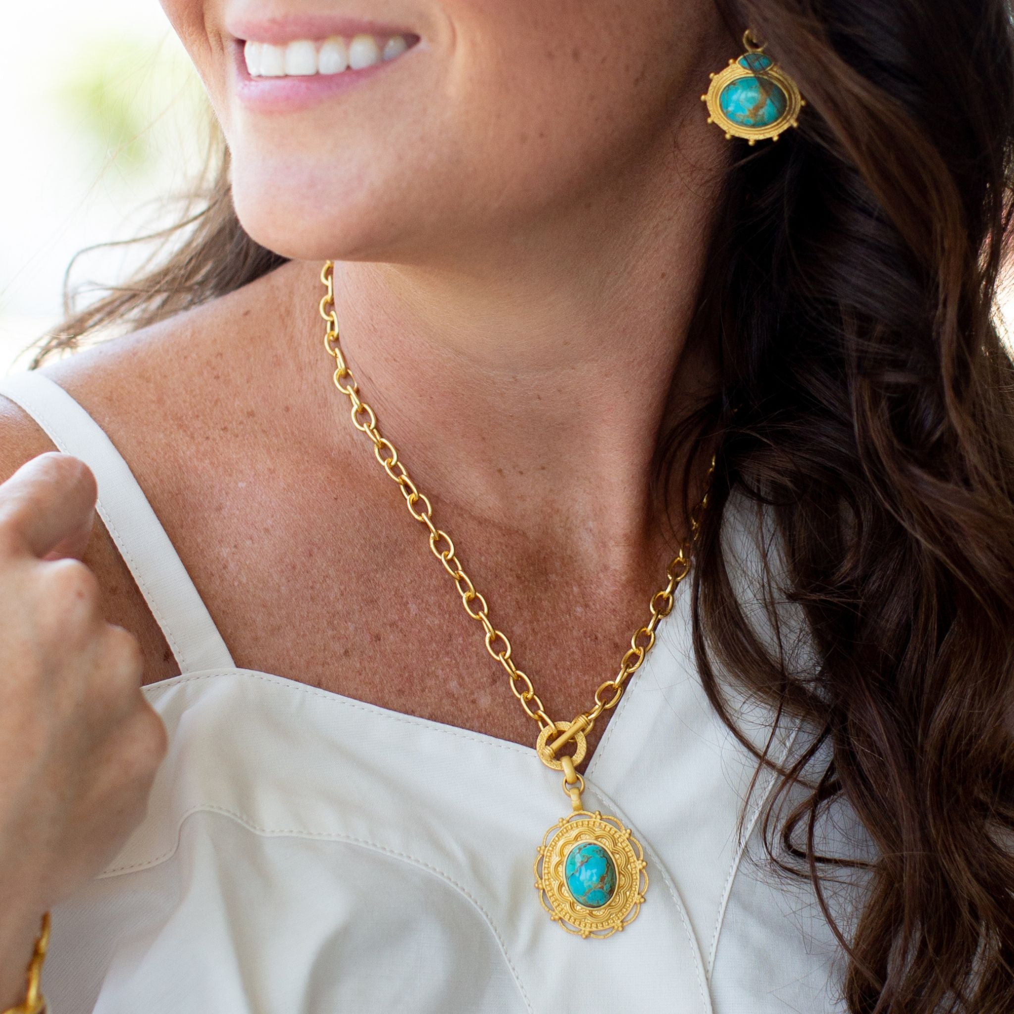 Meet Me in Mykonos Toggle Necklace - Turquoise Blue Boho Jewelry for Women | Perfect for Beach Vacations, Summer Outfits & Layering