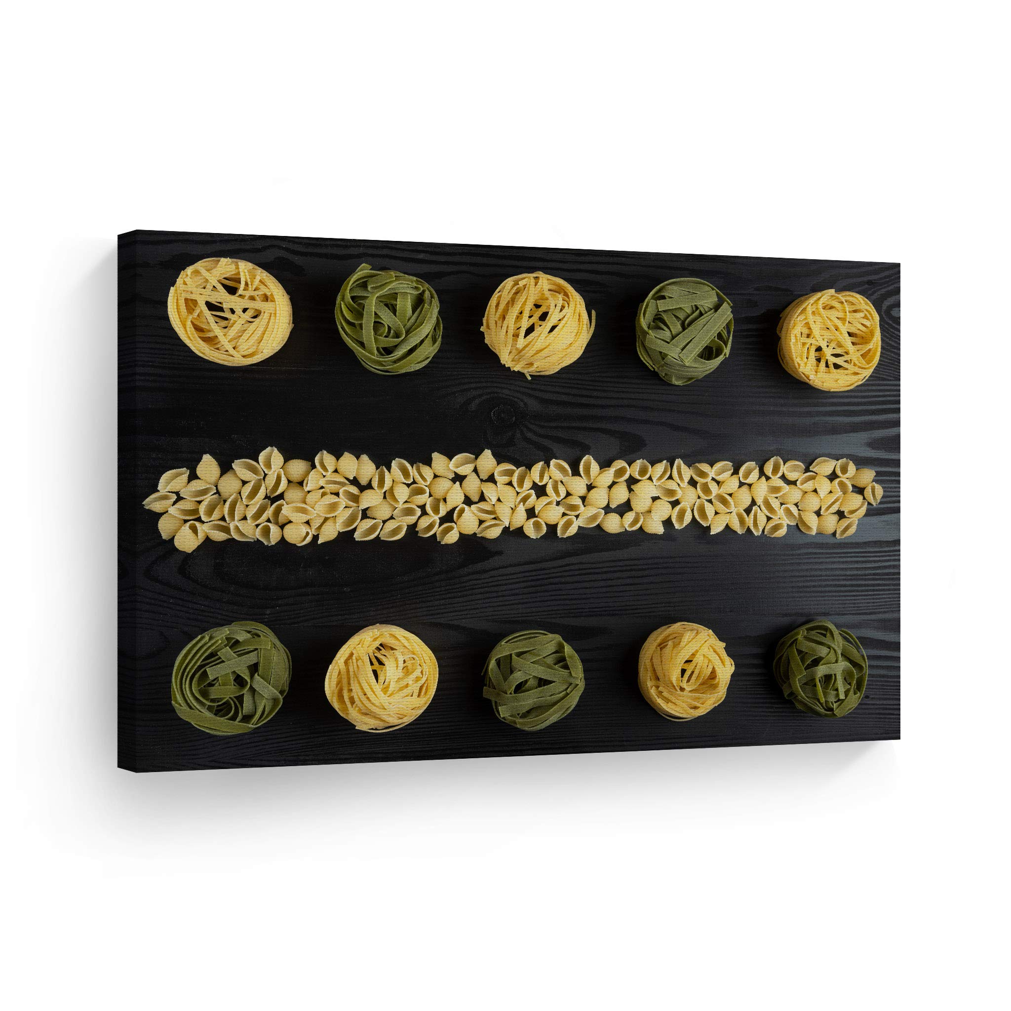 Smile Art Design Italian Pasta Varieties Rustic Kitchen Canvas Wall Art Print - 24x36 Inch Ready to Hang Painting for Restaurant, Cafe, Dining Room & Farmhouse Decor - Perfect Modern Housewarming Gift for Food Lovers & Italian Cuisine Enthusiasts