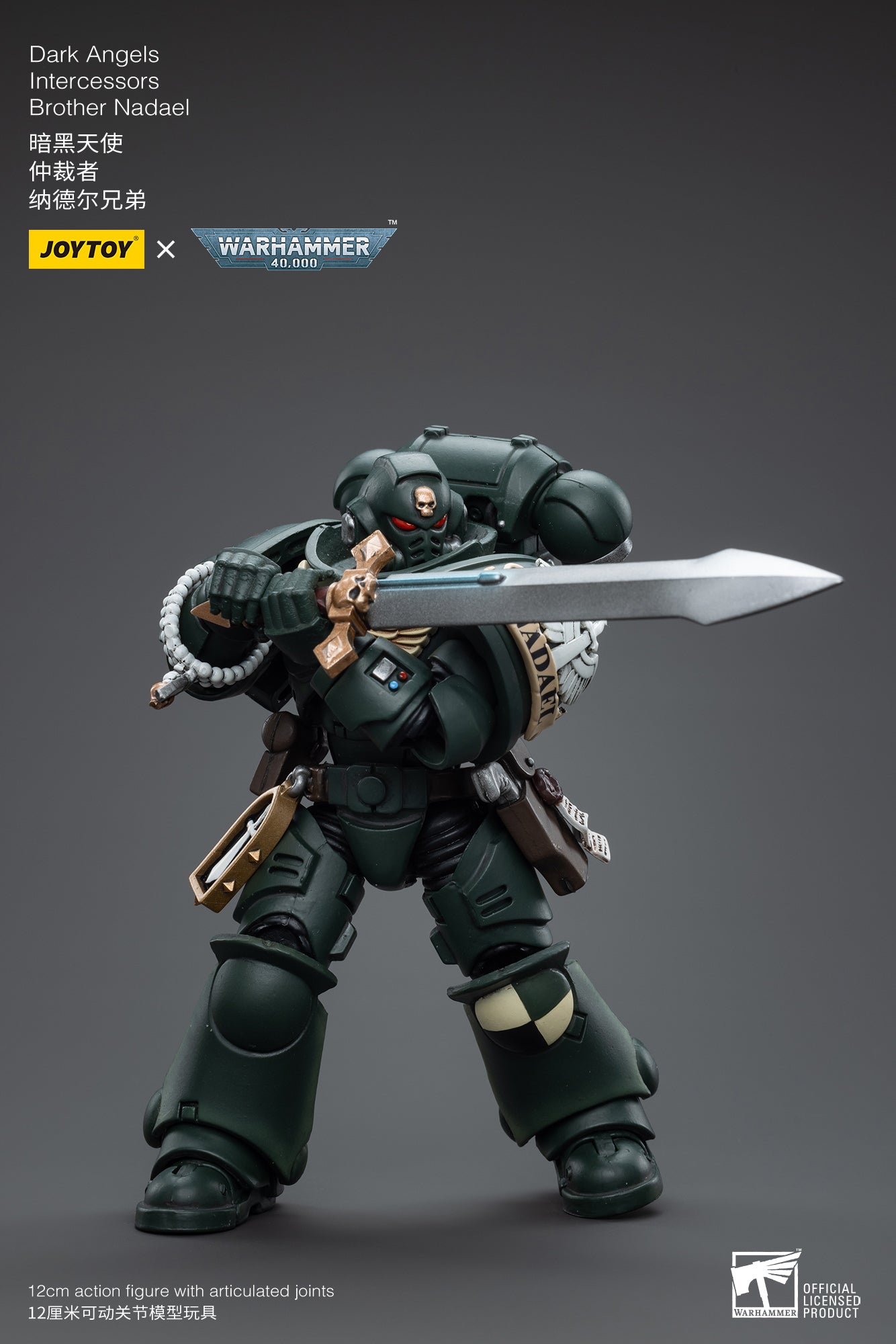 1/18 JOYTOY Warhammer 40K Dark Angels Intercessors Brother Nadael Action Figure - Collectible Miniature for Tabletop Gaming & Display