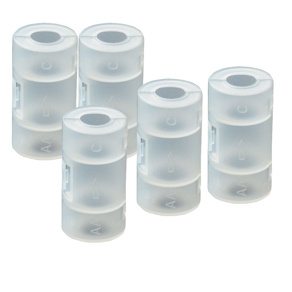 MINCHEN 10-Pack PP Plastic C Size Battery Spacers - AA to C Size Battery Adapter Converter Case (No Batteries Included) for Flashlights, Toys, and Electronics