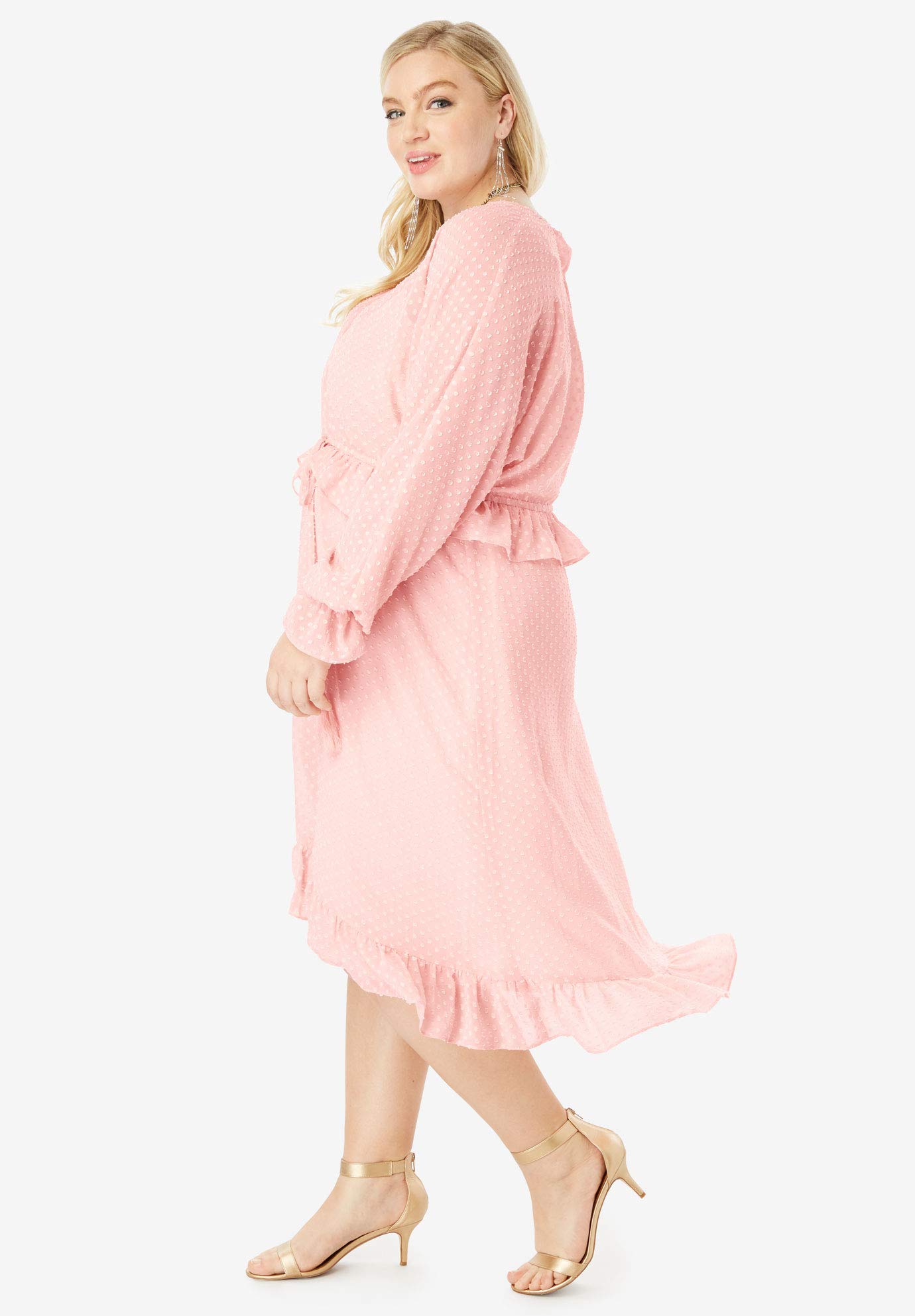 Roaman's Women's Plus Size Ruffle Drawstring Dress with Tassels - Flowy Casual Summer Maxi Dress for Beach, Party & Vacation