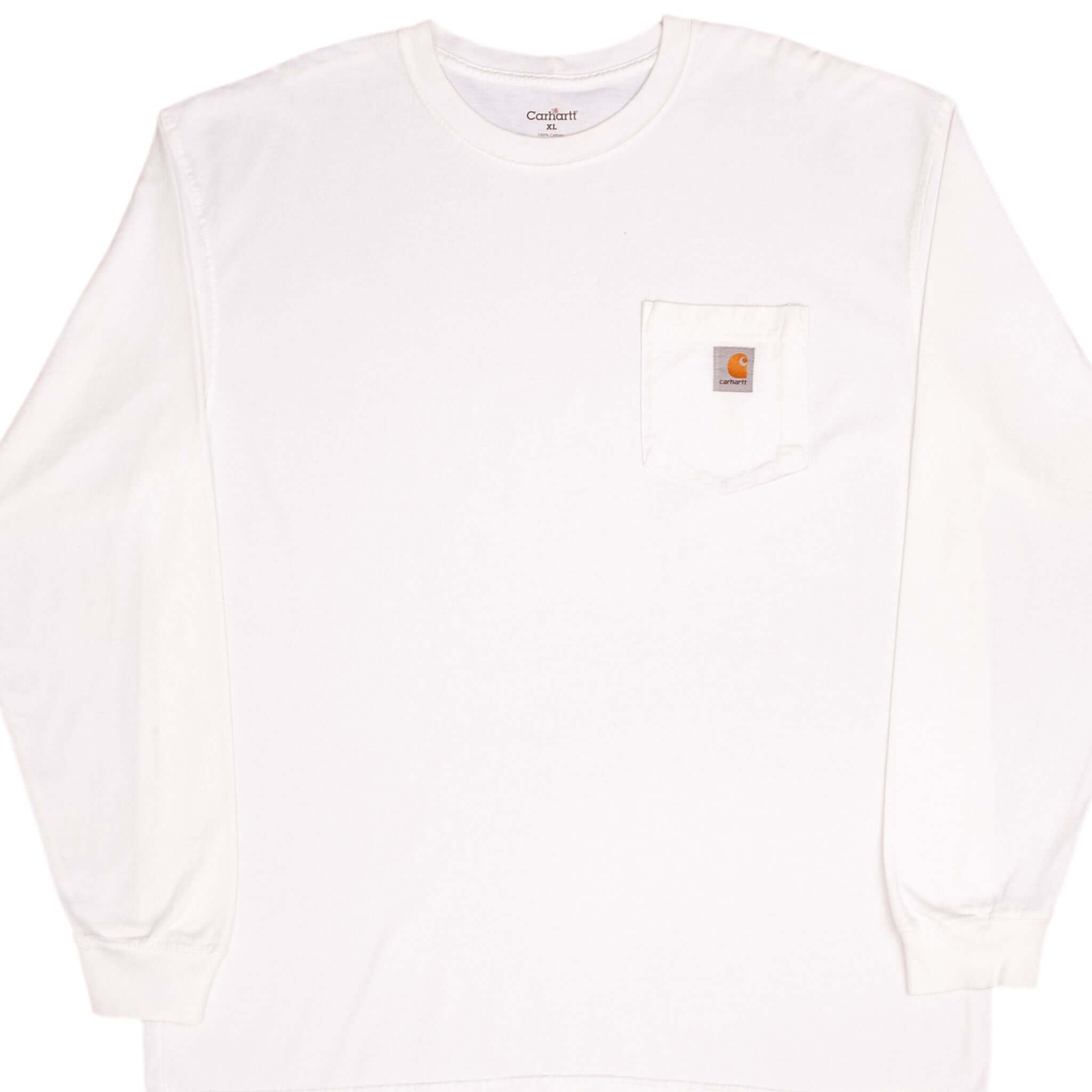 Vintage Carhartt Classic White Long Sleeve Pocket T-Shirt | 2000s Retro Workwear | Size XL | Durable Cotton Shirt for Men | Perfect for Work, Outdoor Activities & Casual Wear