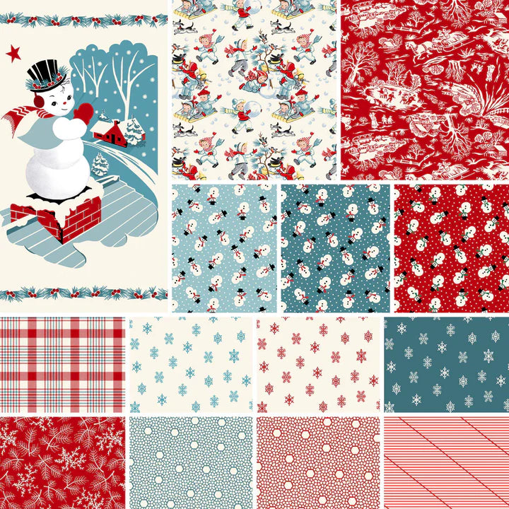Buttermilk Basin Snowman Panel Fabric - Winter in Snowtown Quilting Cotton for Holiday Decor & DIY Crafts - Perfect for Christmas Table Runners, Tree Skirts, and Cozy Home Decor